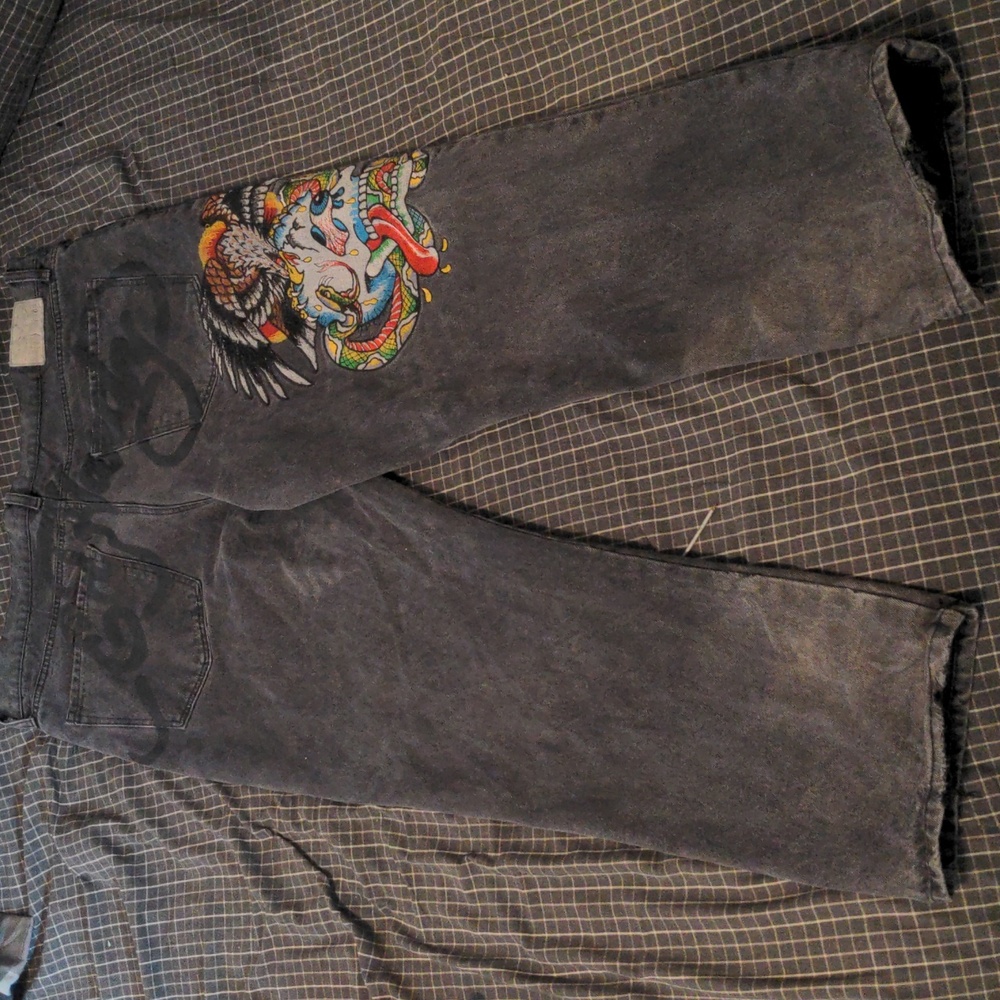 Vintage Ed Hardy Embroidered Denim